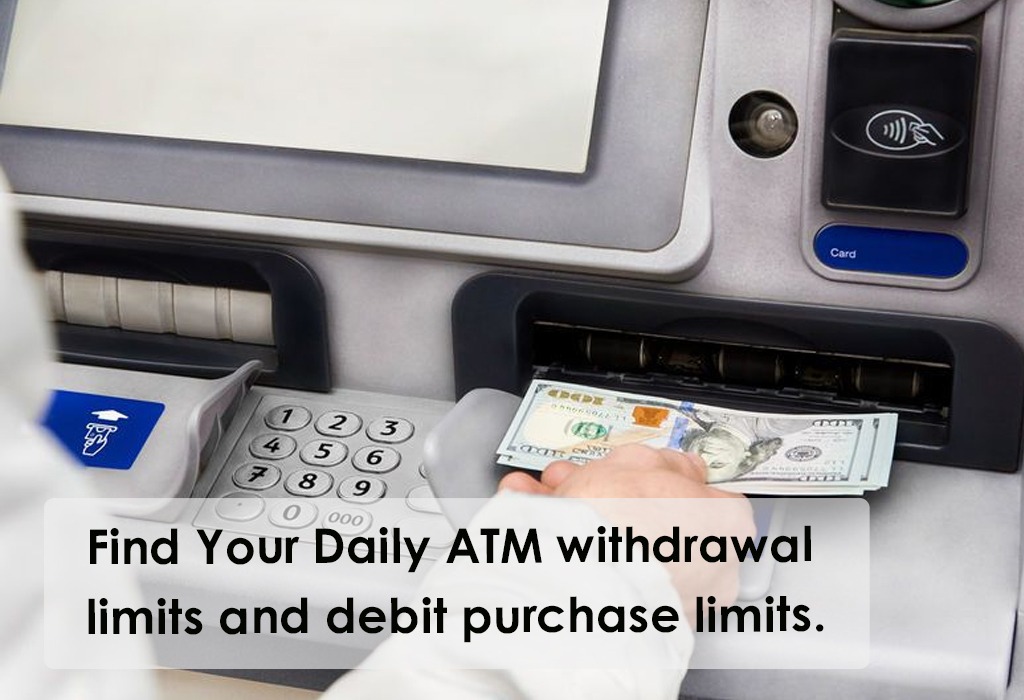 Find Your Daily ATM withdrawal limits and debit purchase limits.